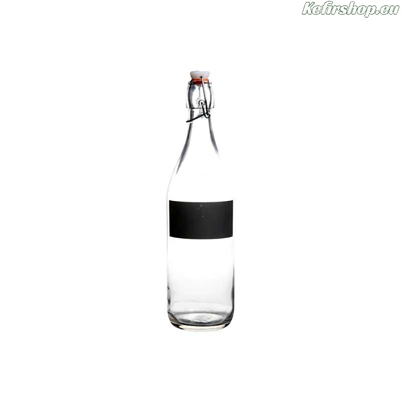 Glazen fles met beugelsluiting en krijtvlak 1 liter